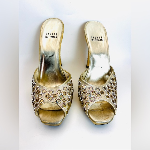 Stuart Weitzman Rhinestone Mules 7 - Picture 1 of 14